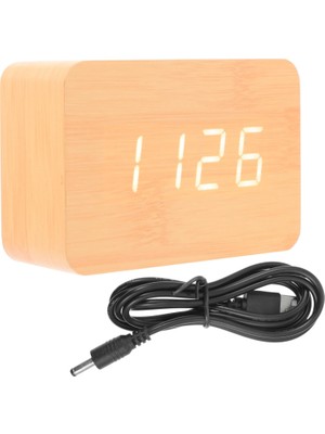 Jingyikeji Mini Çalar Saat Elektrikli Çalar Saat Dijital Çalar Saat Elektrikli Saatler Rustik Çalar Saat Elektronik Çalar Saat Usb/aaa Çalar Saat Dijital Masa LED Çalar Saat Bambu USB (Yurt Dışından)