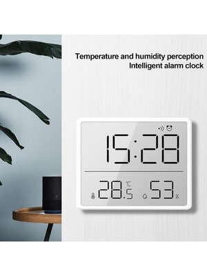 Jingyikeji Sıcaklık ve Nem Için Çalar Saat, Büyük Ekran 12/24H LCD Zaman Göstergesi Taşınabilir Erteleme Ev Ofis Için Elektronik Tarih ve Gün Çalar Saat Beyaz (Yurt Dışından)