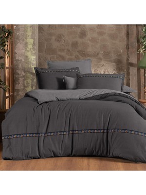 Sarev Enrike Gri Tek Kişilik  Pamuk Flanel (Pazen) Nevresim Takımı