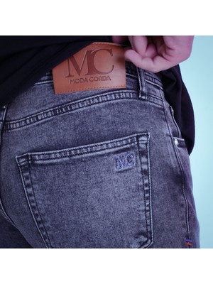 Moda Corda Jeans Skinny Gri Kot Pantolon