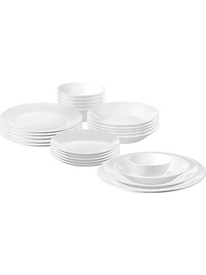 IKEA 24 Parça Oftast Yemek Takımı Meridyendukkan Beyaz Renk Modern Klasik Set Temperli Cam,