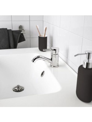 IKEA 2'li Banyo Seti Ekoln Sıvı Sabunluk Diş Fırçalık Koyu Gri Renk Stoneware