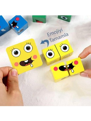 Edoy Montessori Emoji Bulmaca El Becerisi Görsel Zeka Geliştirici Rubik Küp Eğitici Kutu Oyunu