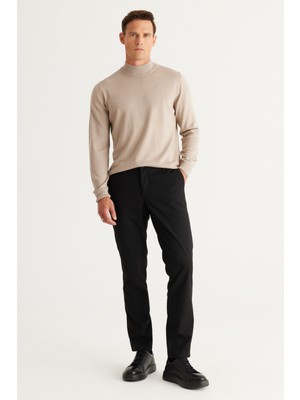 Altınyıldız Classics Erkek Siyah Slim Fit Dar Kesim Esnek Pantolon