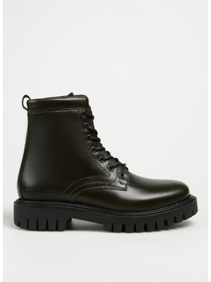 Tommy Hilfiger Deri Haki Erkek Bot Premıum Casual Chunky Lth Boot