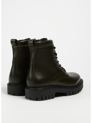 Tommy Hilfiger Deri Haki Erkek Bot Premıum Casual Chunky Lth Boot