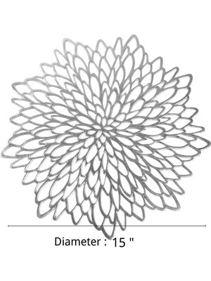 Hermoso Masa Mat Hibiscus Çiçeği Bronzlaştırıcı Pvc Servis Altlığı Gümüş 6 Parça (Yurt Dışından)