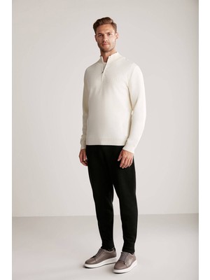 Hemington Kırık Beyaz Fermuarlı Merino Yün Activewear Triko