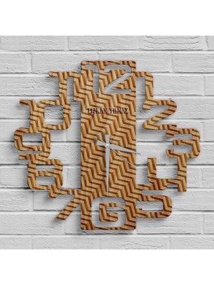 BK Kişiye Özel Isimli Farklı Tasarım Ahşap Duvar Saati - 39C