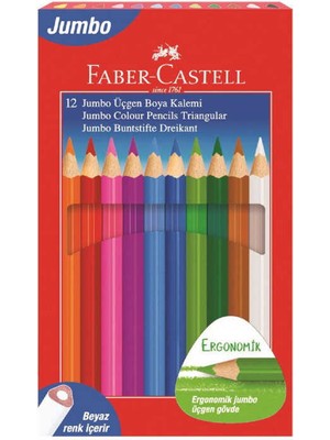FABER CASTELL KURU BOYA KALEMİ JUMBO ÜÇGEN 12Lİ
