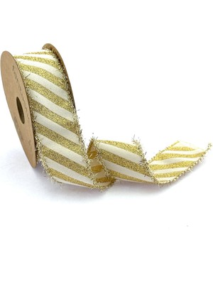 Fantastic Simli & Saçaklı Dokuma Yılbaşı Kurdelesi (35MM Genişlik - 10MT Uzunluk)