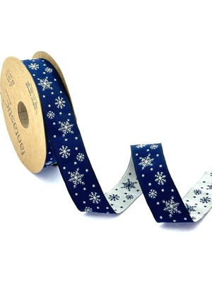 Fantastic Kar Tanesi / Yılbaşı Desen Dokuma Kurdele (22MM Genişlik - 10MT Uzunluk)