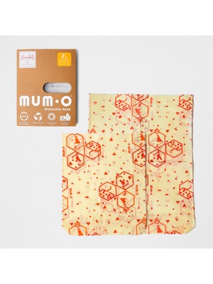 Mumo 2'li Balmumlu Kese Set - Bereket Desen - Tekrar Kullanılabilen Balmumlu Yiyecek Saklama Kesesi