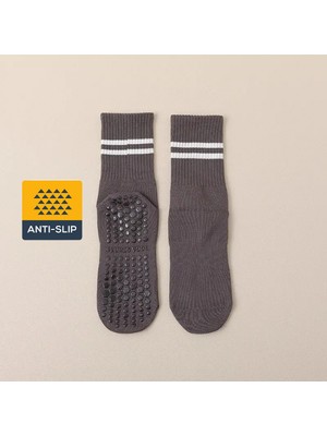 Xtr Fitness - Yoga ve Pilates Çorabı Profesyonel Kaydırmaz Tabanlı Füme Gri