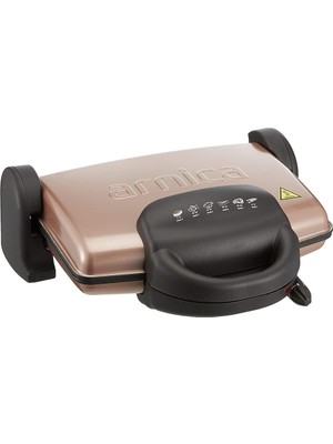 Arnica Ayvalık Tost Makinesi 1500 W Tek Yüz Yanmaz Yapışmaz Kaplama Rose Gold 6 Dilim Izgara