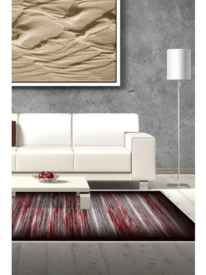 Dekoreko Dijital Salon Halısı Yıldız Deri Kaymaz Taban Modern Sharona Siyah Bordo