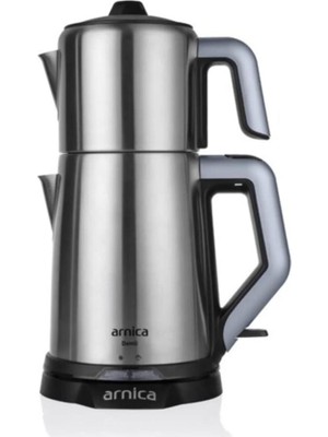 Arnica IH31050 Çay Makinesi – 1,7 L Su Isıtıcı ve 1,3 L Çelik Demlik, Gri, Hızlı Demleme ve Enerji Tasarruflu