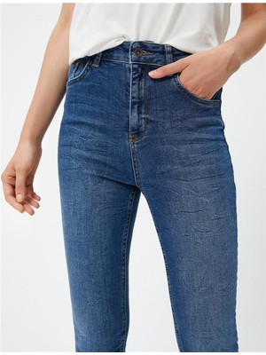 Koton  4Wal40046Md Drk Koyu İndigo Kadın Pamuk Denim Pantolon