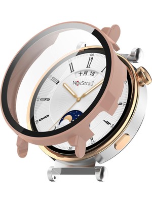 Novstrap Huawei Watch Gt4 41MM ile Uyumlu Ekran Koruyucu Cam ve Kasa Koruyucu Kılıf Sert Pc