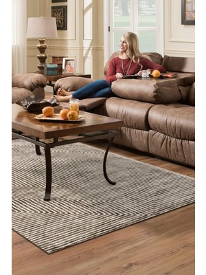 Dekoreko Dijital Salon Halısı Star Pamuk Kaymaz Taban Modern Vanessa Kahve