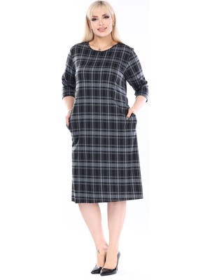 Modayız Çift Cepli Kışlık Büyük Beden Elbise 30A-2463