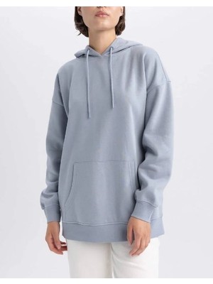 Kübra tekstil Kapüşonlu Basic Kanguru Cepli Oversize  Sweatshirt- 300