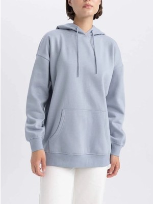 Kübra tekstil Kapüşonlu Basic Kanguru Cepli Oversize  Sweatshirt- 300