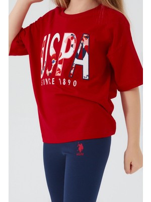 U.S. Polo Assn. Kız Garson Bermuda Tayt Takım Kırmızı