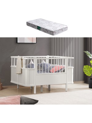 Setay MDF Siesta Büyüyen Beşik 90x130 cm + 1 Adet Comfort Yatak Tekerleksiz Ergonomik Yapı ile Konforlu Tasarım