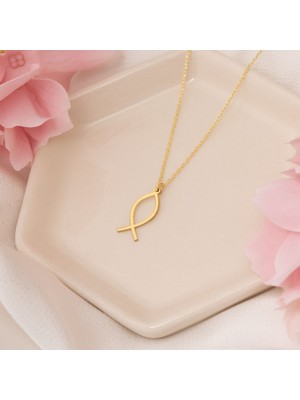 Dkmn Silver Içi Boş Balık Gümüş Kolye