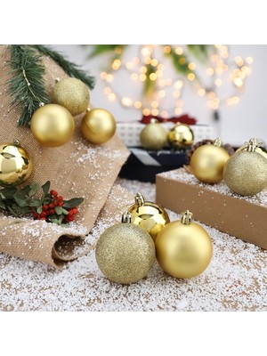 Yeni Geldi 12'li Gold 5 cm Yılbaşı Topu, 12'li Noel Topu, 12'li Çam Ağacı Topu, 12 Süs Topu