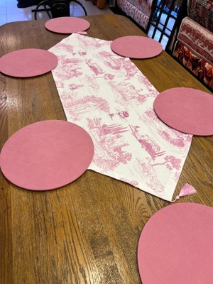 Tuğçe Demir Home Design Pembe Country Desen Runner Supla Set