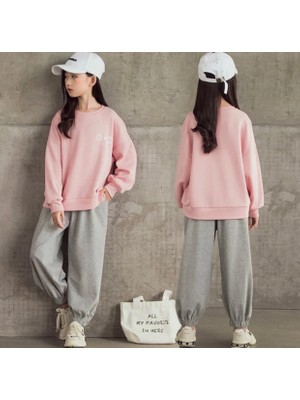 Kids Face 1 + 1 Baskılı %100 Pamuk 3 Iplik Şardonlu Kız Çocuk Eşofman Takımı