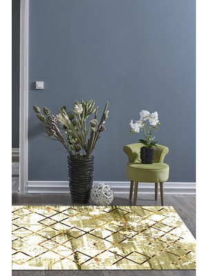 Dekoreko Dijital Salon Halısı Star Pamuk Kaymaz Taban Modern Brooklyn Kahve