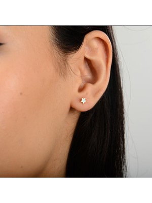 goldkupe 14 Ayar Renkli Yıldız Altın Küpe