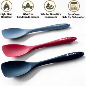 Silikon Spatula Kaşık Seti, Isıya Dayanıklı Kauçuk Kaşık, Pişirme Karıştırma Aracı Için Dikişsiz Yapışmaz Esnek Kazıyıcılar, 3'lü Paket, Kırmızı (Yurt Dışından)