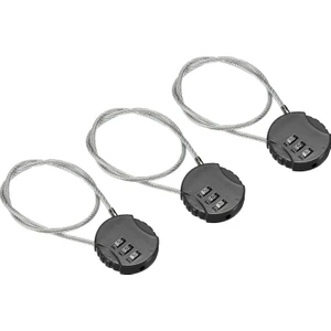 Şifreli Kilit 15 Inç, 3 Adet 3 Haneli Açık Su Geçirmez Kod Asma Kilit Bagaj Spor Salonu Soyunma Çit Araç Kutusu Sırt Çantası Için Tel Halatlı, Siyah (Yurt Dışından)