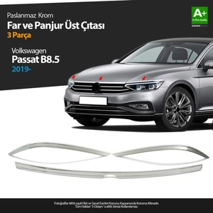 VW Passat B8.5 Krom Far Üzeri Çıta Seti 3 Parça 2019 ve Üzeri