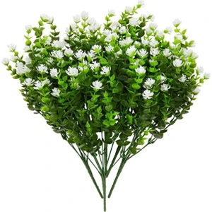 Fesleğen Çiçek Yapay Çiçek Beyaz Mineli Şimşir Dekoratif Yapay Bitki