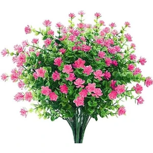 Fesleğen Çiçek Yapay Çiçek Pembe Mineli Şimşir Dekoratif Yapay Bitki