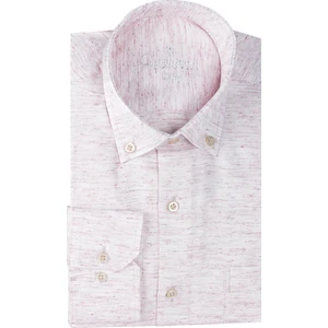 Erkek Iran Pembesi Düz Melanjlı Uzun Kollu Cepli Klasik Kesim Yaka Düğmeli Gömlek