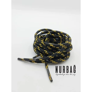 Nurbağ Dokuma Spor Ayakkabı Siyah Sarı Desenli Polyester Bağ 120 cm 1 Çift BS71