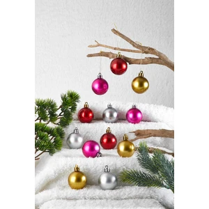 Yılbaşı Çam Ağacı Süsü Renkli 4 cm 12LI Cici Top