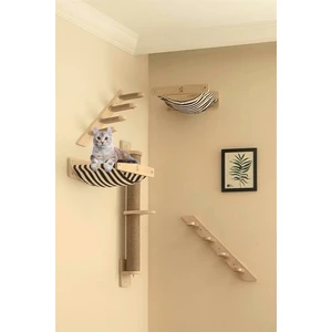Kedi Parkuru, Kedi Evi, Kedi Yatağı, Kedi Duvar Evi, Kedi Duvar Rafı, Muhteşem 5 Parça Sol Kedi Parkuru Set