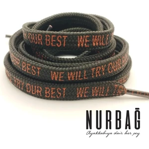 Nurbağ Dokuma Spor Ayakkabı Siyah Yassı Bağcık (Wıll Try Our Best) 90 cm Yazılı 1 Çift BS11