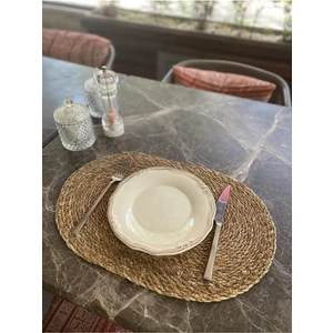 Sofra Sunum Hasır Amerikan Servis Bambu Örme Supla Tekli Oval 30X45CM Kahverengi