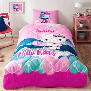 Hello Kitty Iceland Tek Kişilik Yorgan Seti Taç Uyku Seti Yastık Hediyeli
