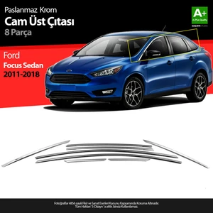 Ford Focus 3 SD Krom Cam Üst Çıtası 8 Prç 2011 Üzeri
