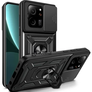 M.TK Moveteck Xiaomi 13T 512 GB 12 GB Ram Uyumlu Kılıf Kamera Korumalı Yüzüklü Standlı Armor Military Zırh Tank Kapak