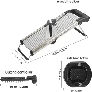 1 Takım 304 Paslanmaz Çelik Mandoline Profesyonel Sebze Dilimleme Ayarlanabilir Kesici Sebze Rende Bıçakları ile Mutfak Aksesuarları (Yurt Dışından)